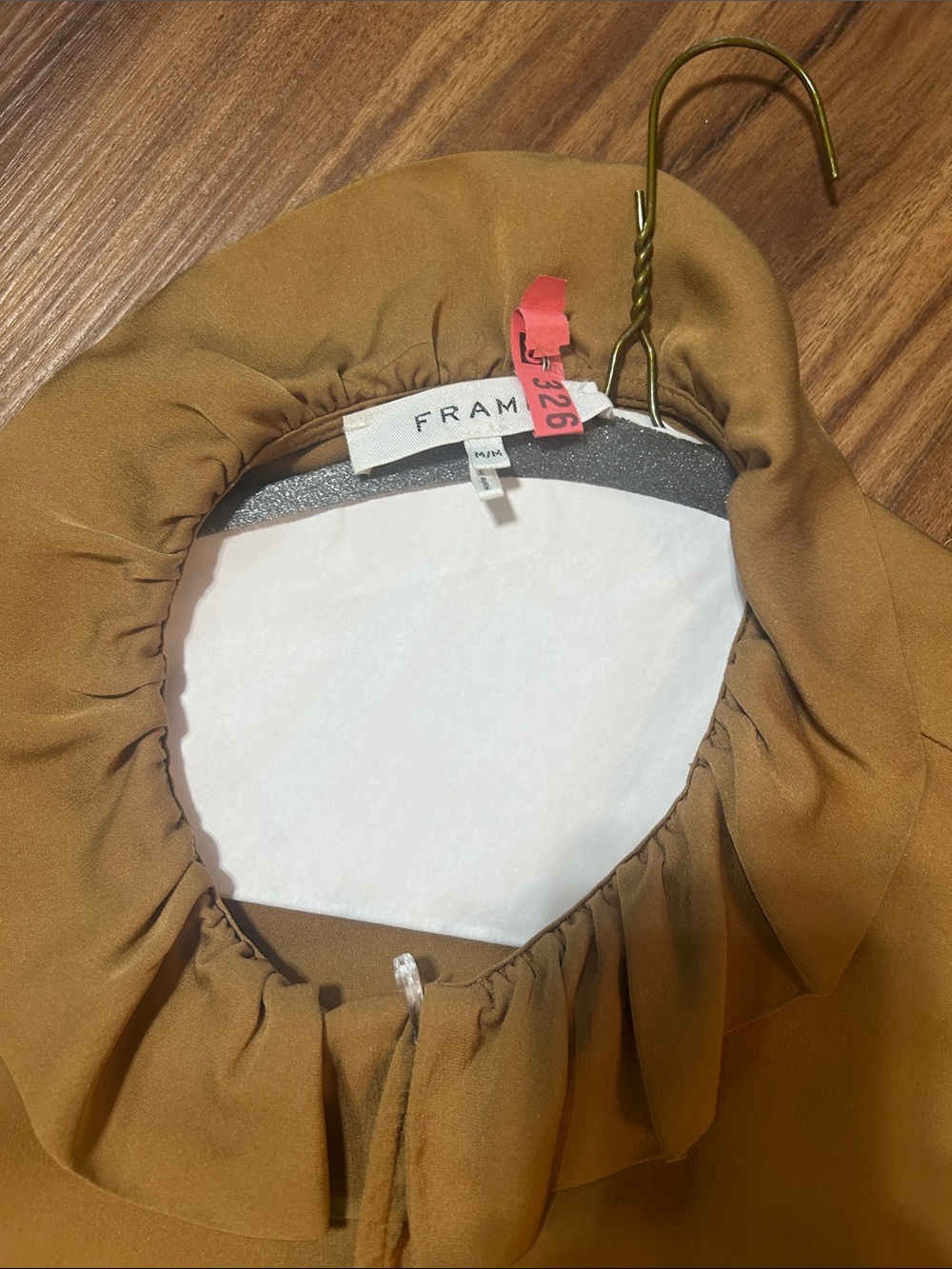 Frame Denim Ruffled-Neck Blazer in Camel Brown